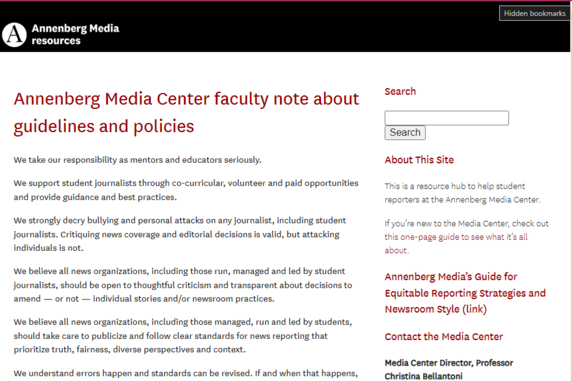 Annenberg Media Center Faculty Note About Guidelines and Policies